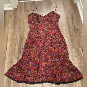 Betsey Johnson VTG 90s Paisley Print Spaghetti Strap Dress